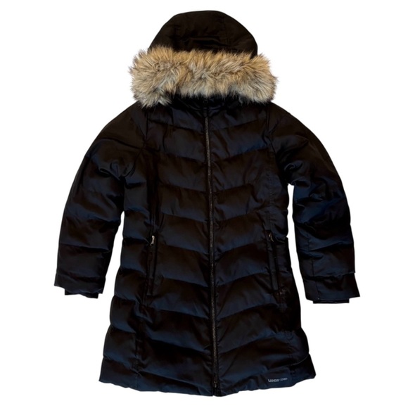 Lands’ End Parka Fleece Lined Faux Fur Hood Black Jacket Coat Snow Winter 10/12 - Picture 16 of 16